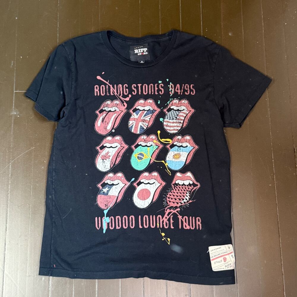 Vintage Rolling Stones Voodoo Lounge Tour 94/95 T-Shirt Black Riff Stars Medium